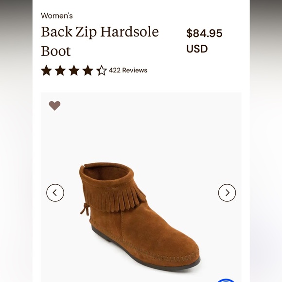 Vintage Inspired Minnetonka Back Zip Hardsole Boot- 7 - Picture 8 of 9